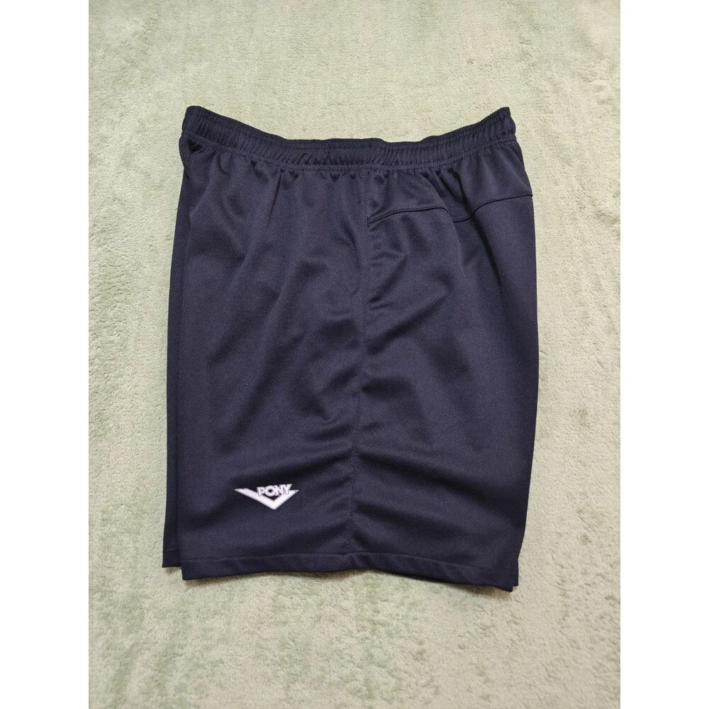 Pony Mens Athletic Shorts XL Black Mesh Elastic Waist Drawstring Running Soccer